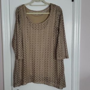 Women's gold 2 piece tunic top